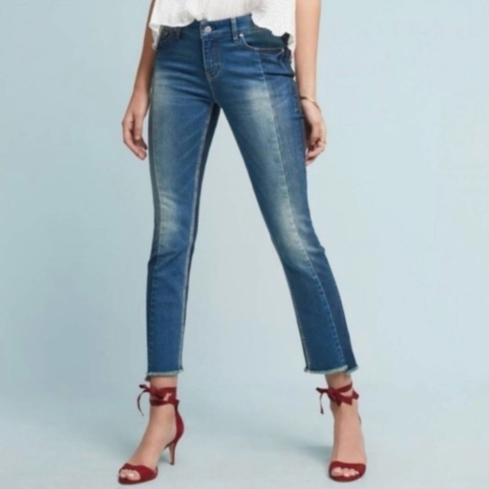 Pilcro Anthropologie Two Tone Slim Ankle Jeans